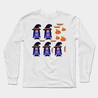 Witches, Halloween, fall, gnomes and pumpkins Long Sleeve T-Shirt